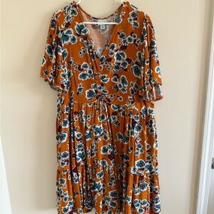 Ava & Viv Orange Floral Midi Dress